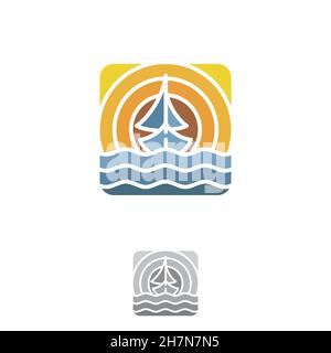 Buntes Design Segelschiff Logo für Element Design. Vektorgrafik EPS.8 EPS.10 Stock Vektor