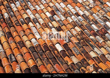 Alte Dachziegel in Ouro Preto, Minas Gerais, Brasilien Stockfoto