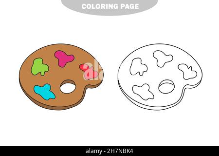 Einfache Malseite. Palette mit Farben - Malbuch - Vektor-Illustration für Kinder. Farbe und schwarz-weiße Version Stock Vektor