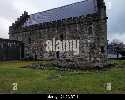 Architektonische Details der Festung Bergenhus in Bergen, Norwegen Stockfoto