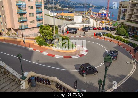 Die Fairmont Haarnadelkurve, Monte Carlo, Monaco. Stockfoto