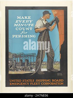 Machen Sie Jede Minute Zählen Für Pershing - World War One U.S.A Propagandaposter Stockfoto