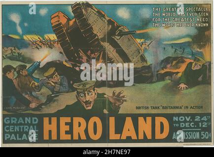 Hero Land Das Größte Spektakel, Das Die Welt Je Gesehen Hat - World war One U.S.A Propaganda Poster Stockfoto