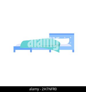 Flaches Cartoon-Bett, Rauminnenelemente für zu Hause Leben Komfort Vektor Illustration Konzept Stock Vektor