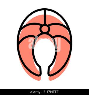 Rotes Fischsymbol. Linearer Stil. Vektorgrafik. Isoliert auf weißem Hintergrund. Stock Vektor