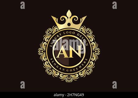 EIN Anfangsbuchstabe Gold kalligraphisch feminin floral handgezeichnete heraldische Monogramm antiken Vintage-Stil Luxus-Logo-Design Premium Stock Vektor