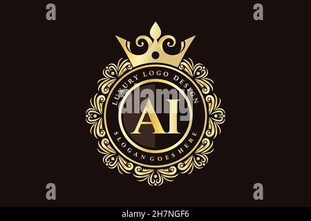 AI Initial Letter Gold kalligraphisch feminin floral handgezeichnet heraldischen Monogramm antiken Vintage-Stil Luxus-Logo-Design Premium Stock Vektor