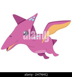 Niedlicher Dinosaurier zum Dekorieren des Kindergartens, mesozoische Aufkleber für Kinder, Illustration in einem flachen Stil isoliert auf einem weißen. Stock Vektor