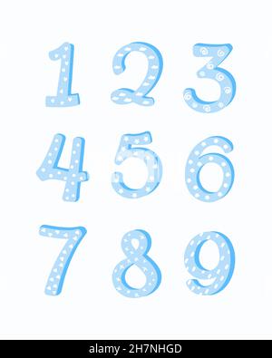 Set von niedlich, Karikatur, Junge Zahlen von 1 bis 10 für Einladung, Karte Vorlage, Baby shower.Cartoon Element.Vector flache Illustration. Stock Vektor