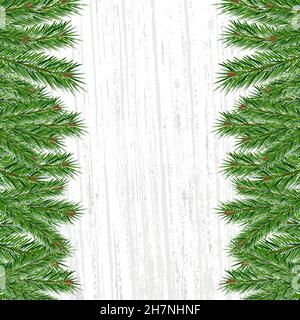 Moderne abstrakte leere Grußkarte mit grünem Hintergrund mit Fichtenzweigen. Vektorgrafik. Abstraktes Weihnachtsmuster. Zusammenfassung Stock Vektor