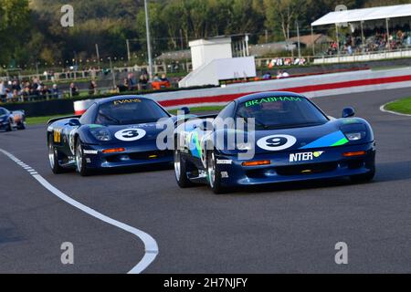 David Brabham, Jaguar XJR-15, Ian Flux, Jaguar XJR-15, entwickelten aus dem XJR-9 den Jaguar XJR 15 von TWR in 1990 Hochgeschwindigkeitsvorführungsrunden Stockfoto