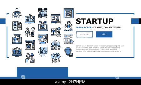 Startup Geschäftsidee Start Landing Header Vector Stock Vektor