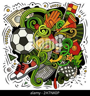 Cartoon Vektor Doodles Fußball Illustration Stock Vektor