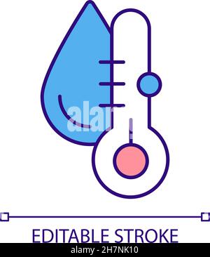 RGB-Farbsymbol für Wassertemperaturmessung Stock Vektor