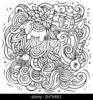 Indien handgezeichnete Vektor-Doodles-Illustration. Stock Vektor