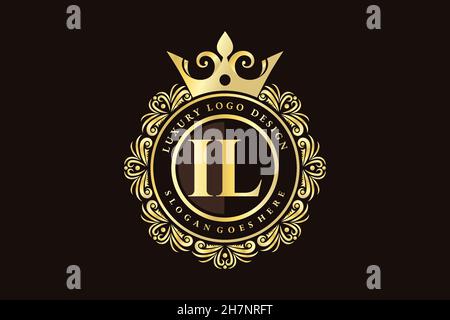 IL Initial Letter Gold kalligraphisch feminin floral handgezeichnet heraldisch Monogramm antiker Vintage-Stil Luxus-Logo-Design Premium Stock Vektor