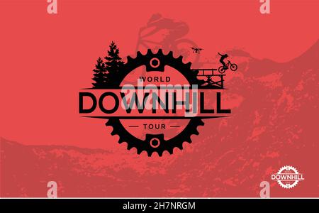 Mountainbiken. Downhillfahren, Freeride, Extremsport.Vector Ilustration. Stock Vektor
