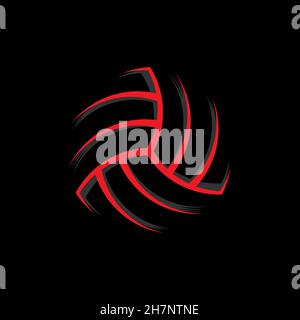 Rote Silhouette mit Volleyball-Ball. Vektorgrafik. Stock Vektor