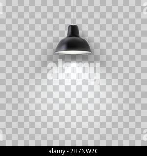 Vector realistische schwarze Deckenleuchte isoliert auf transparentem Hintergrund. Stock Vektor