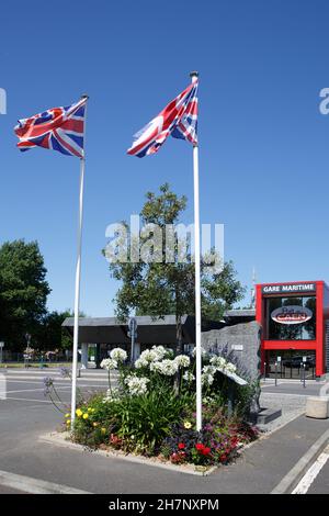 Frankreich, Region Normandie, Calvados, Côte de Nacre, Ouistreham Riva-Bella, Hafen, Hafen, Fährhafen, Terminal, Fähre Brittany Ferries Stockfoto