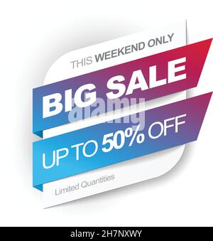 Großer Verkauf. Sparen Sie bis zu 50 %. Vektorgrafik. Stock Vektor