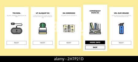 Arbeitsplatzzubehör Und -Tools Symbole Für Das Einsteigen Set Vector Stock Vektor