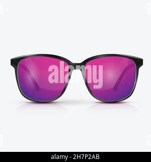 Vektor realistische moderne Brillen mit UV-Gradientenlinse. Sommerurlaub Urlaub Strand Pool Party. Feier Stock Vektor