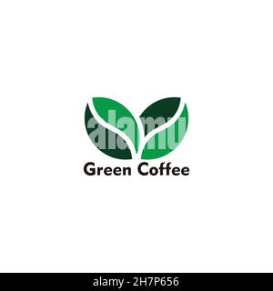 Grüne Kaffeebohne Kurven geometrische bunte Symbol Logo Vektor Stock Vektor