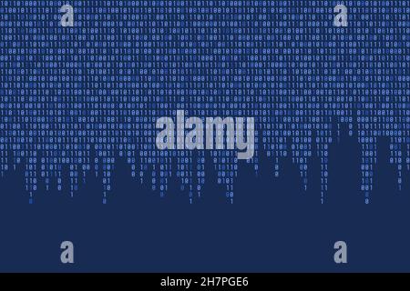 Binärcode nahtlose Vektortextur mit Copyspace. Abstrakter blauer Binärhintergrund. Stock Vektor