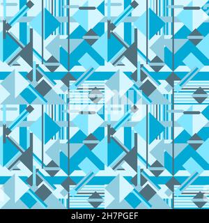 Nahtloses geometrisches Muster. Modernes, abstraktes geometrisches Formdesign. Trendiges, nahtloses Vektormuster. Blaue Farbe. Stock Vektor