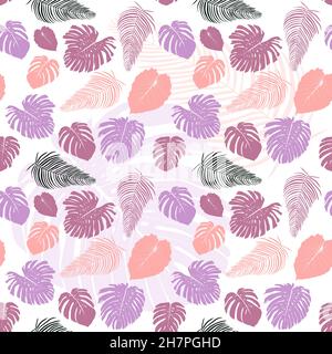 Dschungel-Mode-Druck nahtloses Muster. Tropische Monstera hinterlässt modischen Hintergrund. Stock Vektor