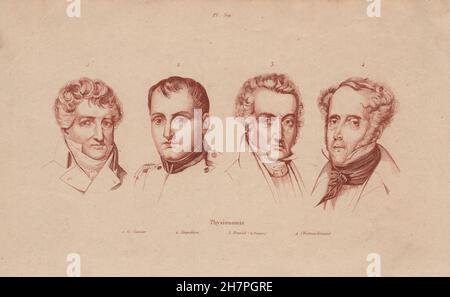 PHYSIOGNOMIE: Cuvier. Napoléon. Jacques-Louis David. Chateaubriant, print 1833 Stockfoto