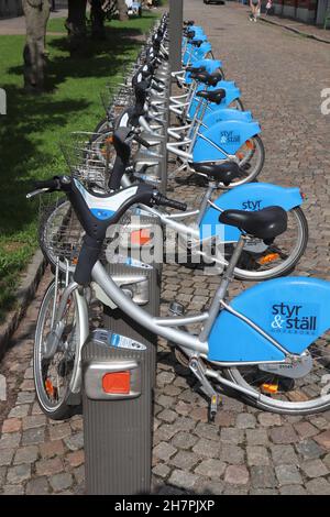 Göteborg, Schweden - 26. AUGUST 2018: Fahrrad Sharing Station der Styr & Stall in Göteborg, Schweden. Göteborg ist die zweitgrößte Stadt in Schweden. Stockfoto