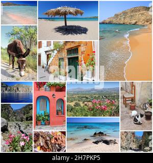 Insel Kreta Sehenswürdigkeiten - Reise Orte Collage aus Griechenland. Stockfoto