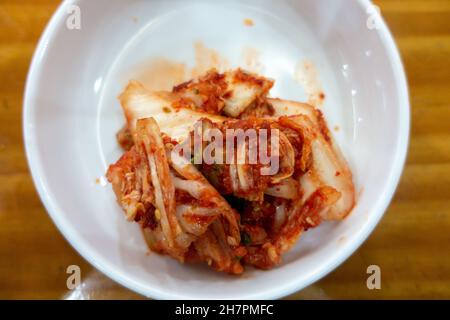 Draufsicht auf ein koreanisches Gericht Kimchi Stockfoto