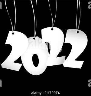 Weiß gefärbte Anhänger-Nummern für das neue Jahr 2022 Stock Vektor