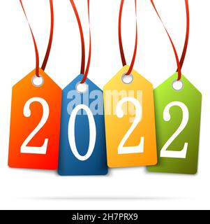 Farbige Anhänger mit Zahlen 2022 für Neujahrsgrüße Stock Vektor
