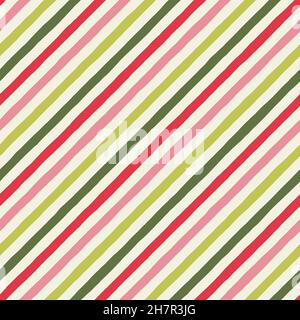 Handgezeichnetes Candy Bunte Cane Stripes Nahtloses Vektor-Muster Stock Vektor