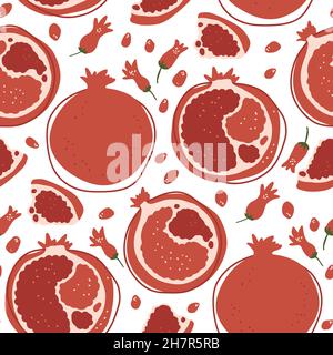Sommer Granatapfel Obst Cartoon Doodle nahtlose Muster Stock Vektor