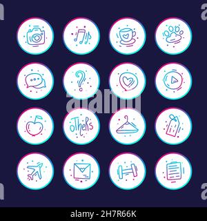 Business Doodle Icon Set, Gradient Higlight, Highlights Kollektion Stock Vektor