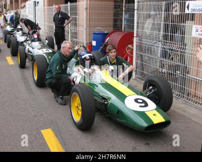 #9 Andy Middlehurst, ex Jim Clark/Pete Arundell Classic Team Lotus, 1500cc Lotus 25 beim GP-Treffen 8th in Monaco, 13th. Mai 2012. Stockfoto