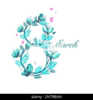 März 8. Alles gute zum Frauentag. Vektorgrafik Stock Vektor