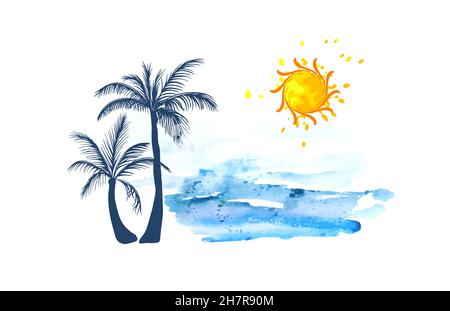 Das Meer und die Palmen. Vektorgrafik Stock Vektor