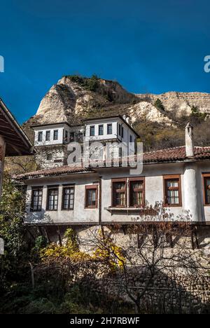 Charakteristische Architektur von Melnik, Zentrum des Weinbaus und der Weinproduktion, Bulgarien, Europa, Stockfoto