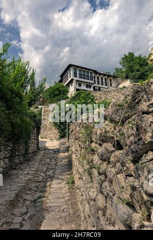 Charakteristische Architektur von Melnik, Zentrum des Weinbaus und der Weinproduktion, Bulgarien, Europa, Stockfoto