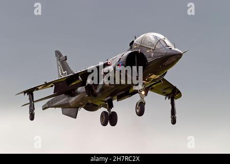 Yeovilton, Somerset, Großbritannien - 17 2004. September: Ein britischer Hawker Siddeley Harrier T.8, Seriennummer ZB603, Code 724 des Naval Air Squadron Nr. 899 Stockfoto