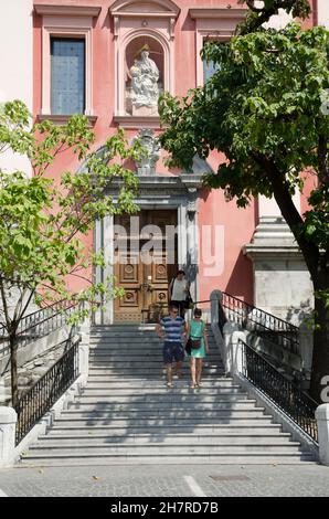 Franziskanerkirche Ljubljana Slowenien Stockfoto