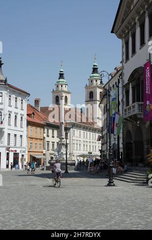 St.-Nikolaus-Kathedrale mittelalterliche Altstadt Ljubljana Slowenien Stockfoto