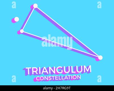 Triangulum Sternbild 3D Symbol. Sternbild-Symbol im isometrischen Stil auf blauem Hintergrund. Sternhaufen und Galaxien. Vektorgrafik Stock Vektor