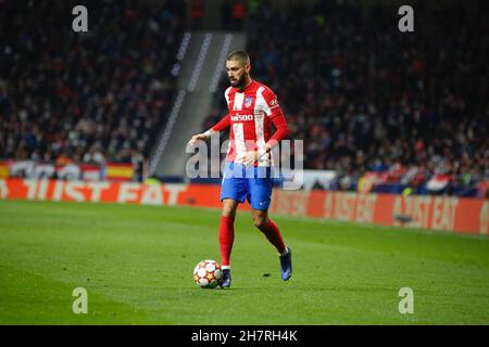 Madrid, Spanien. 24th. November 2021. Yannick Carrasco während der UEFA Champions League Gruppenphase gegen den AC Mailand im Wanda Metropolitano Stadion. (Foto: Ivan Abanades Medina Credit: CORDON PRESS/Alamy Live News Stockfoto